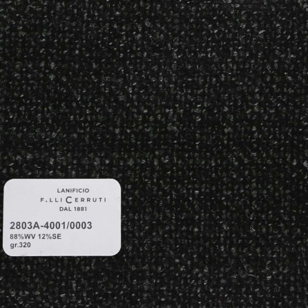 2803a-4001/0003 Cerruti Lanificio - Vải Suit 100% Wool - Đen Trơn